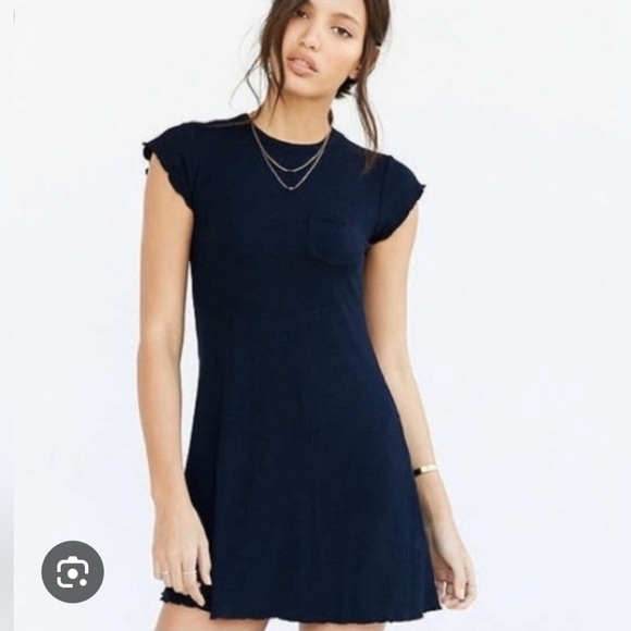BDG Dark Blue Cap Sleeve Mini Dress - Picture 1 of 4
